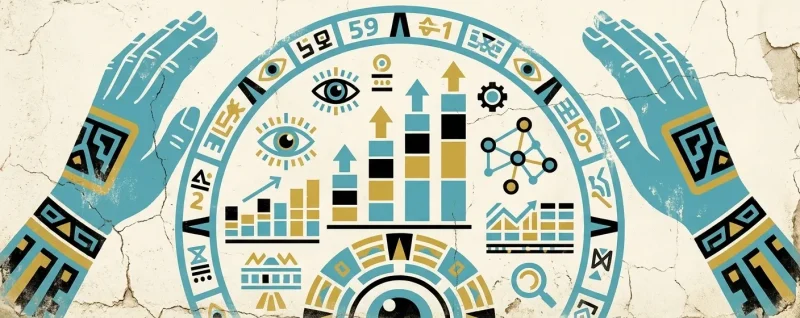 Infografía sobre auditoría de visibilidad en motores generativos con métricas, gráficos, análisis de datos y presencia en respuestas de IA